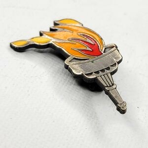 Flaming Flame Torch Olympic Games Pewter Lapel Pin